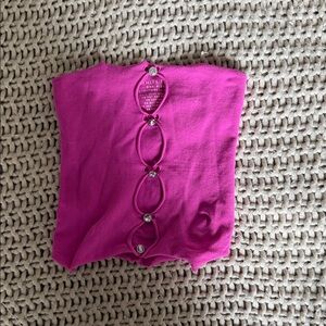 White Fox Boutique Pink Top with Silver Accents